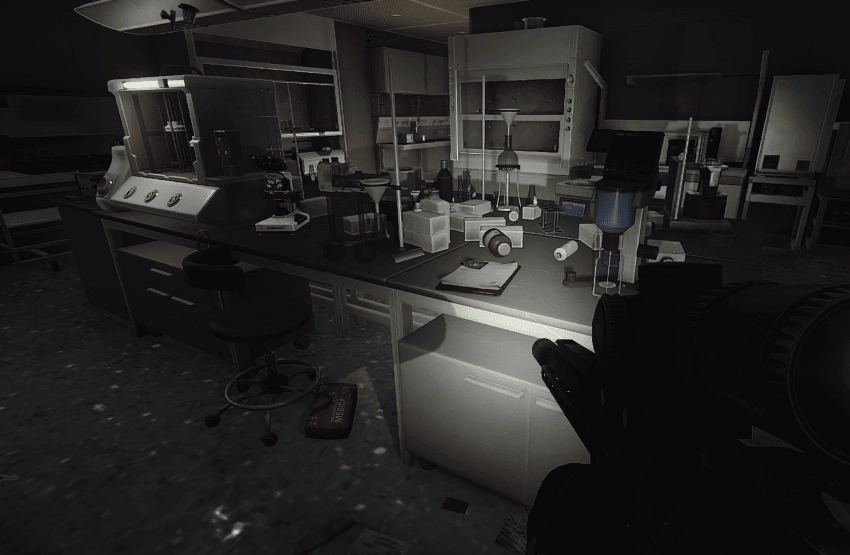 Testing Station Back Corner — Medical document spawn on The Lab