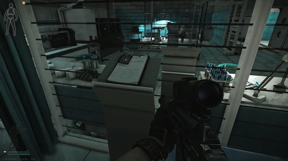 Blue Room Clipboard Stand — Medical document spawn on The Lab