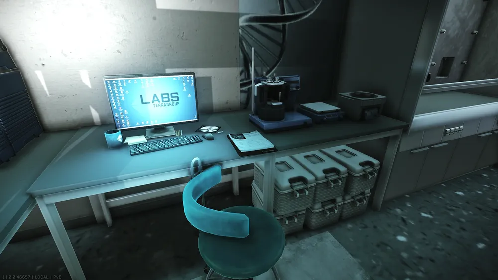Green Room Computer Desk — Medical document spawn on The Lab