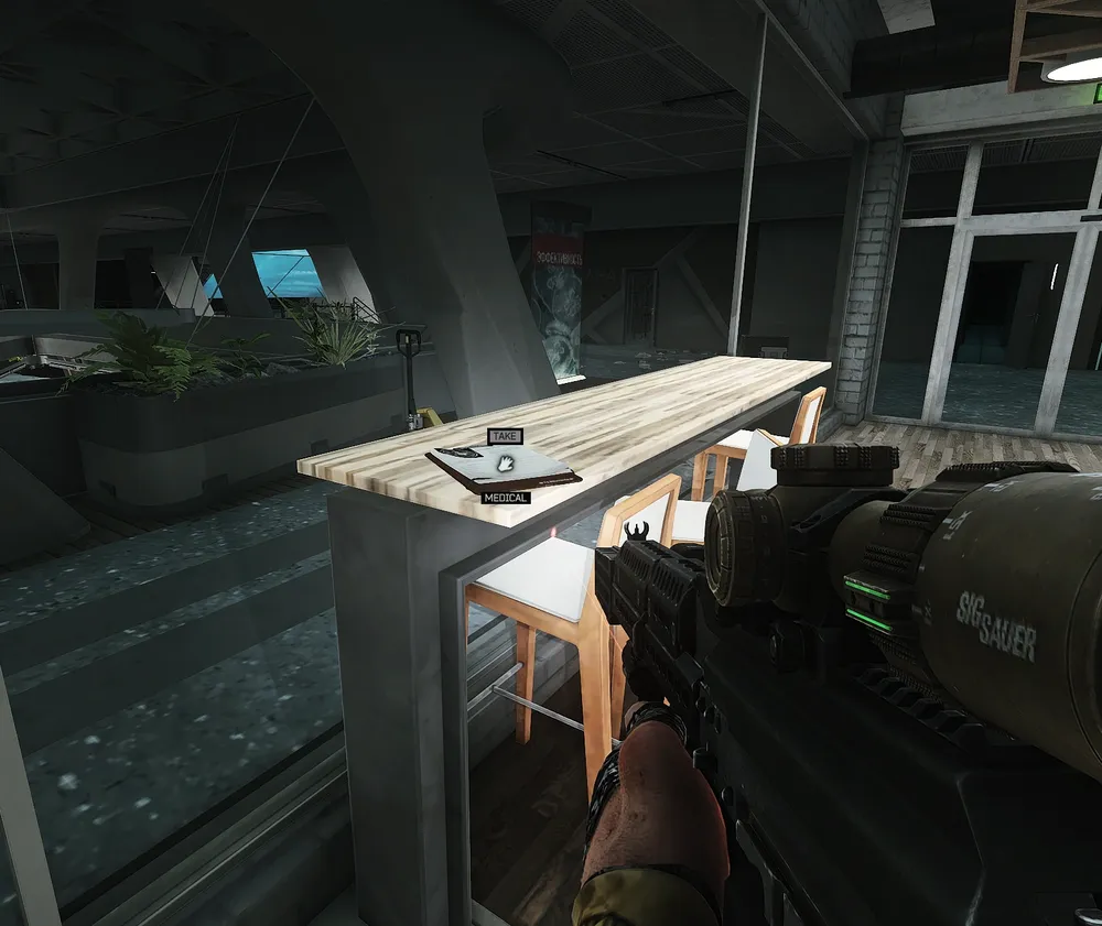 Cafeteria Window Table — Medical document spawn on The Lab