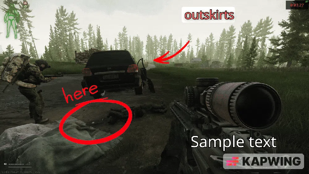 Road to Outskirts SUV — Technical document spawn on Woods